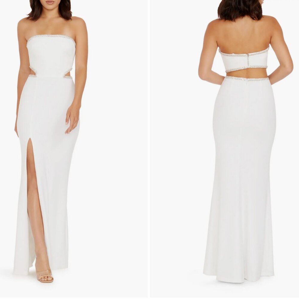 - Dress The Population ARIANA EMBELLISHED CUT-OUT GOWN MAXI DRESS size XL